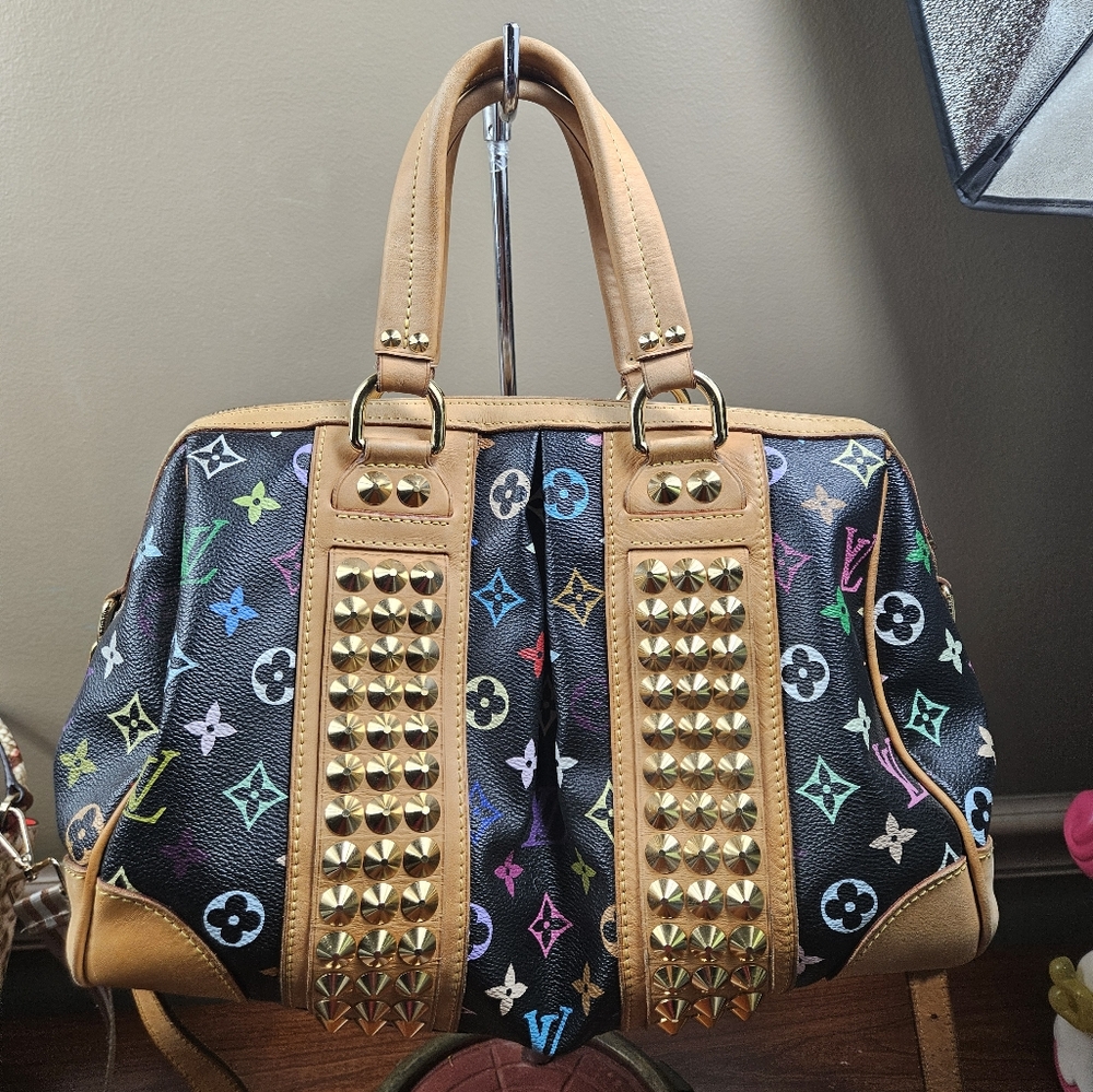 Auth louis vuitton Courtney Multicolor Pm / Mm Black - Picture 2 of 14